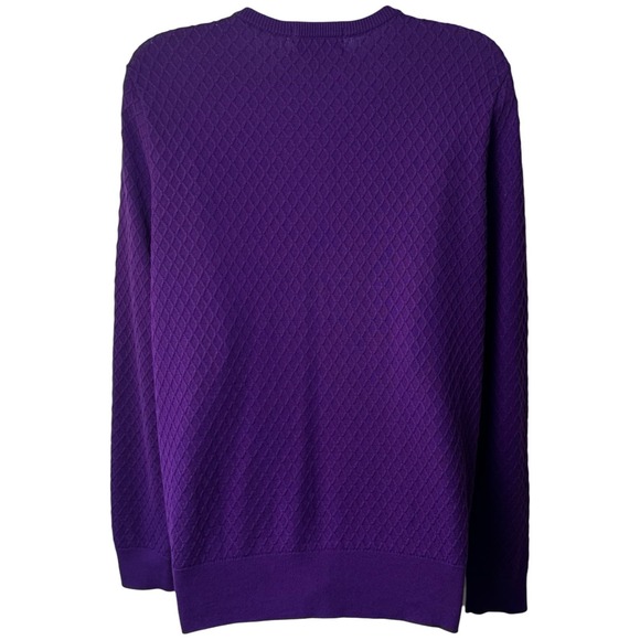 Land's End Purple Raised Diamond Cardigan Sweater Cozy Preppy Grannycore LP - Picture 5 of 10
